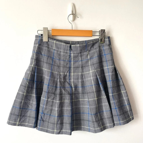 Aritzia Sunday Best Olive Pleated Tennis Skirt Grey Blue Plaid Check Size 6 - Picture 8 of 10